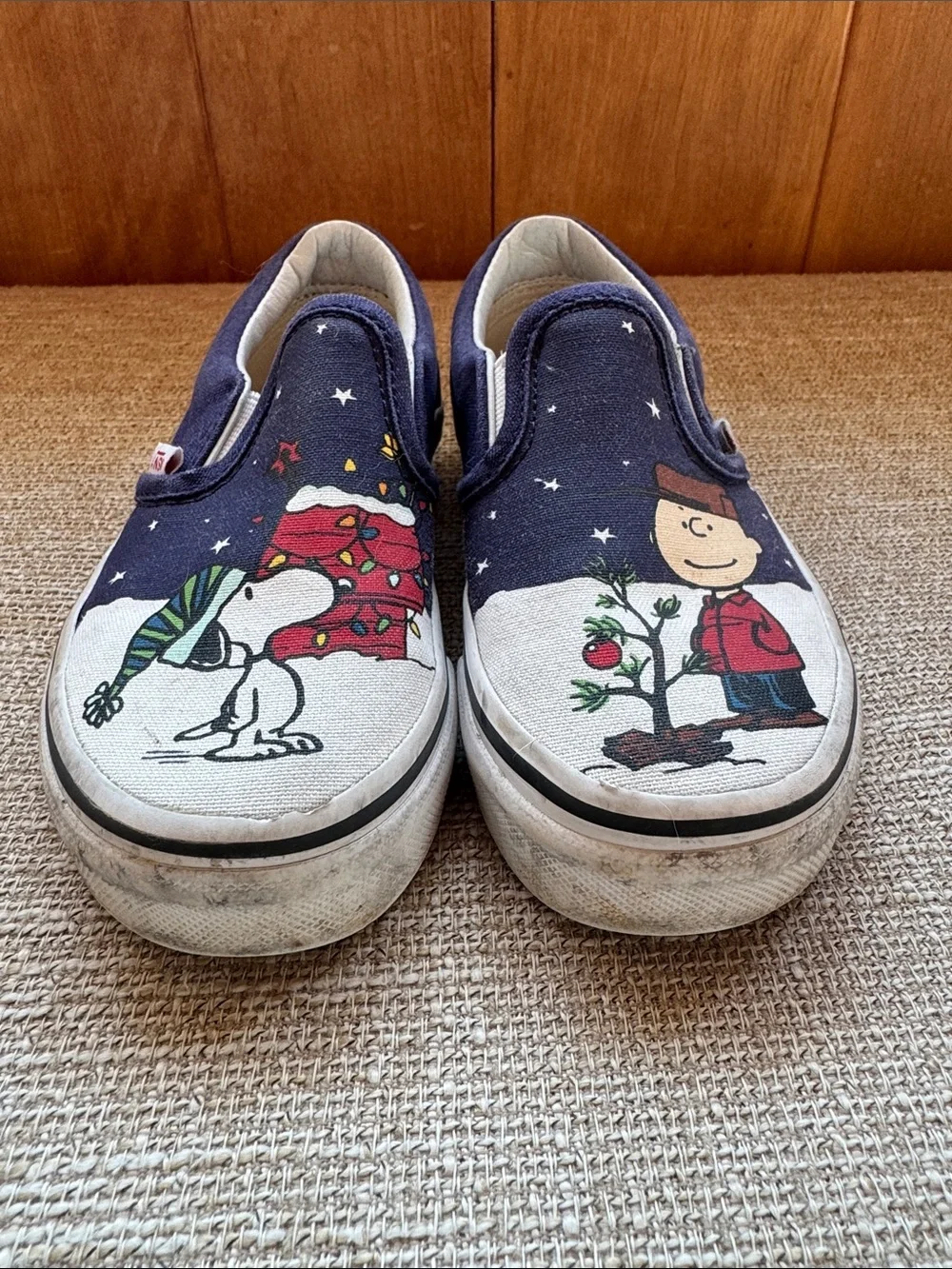 Vans Peanuts Christmas Kids Slip-On Sneakers Snoopy Charlie Brown